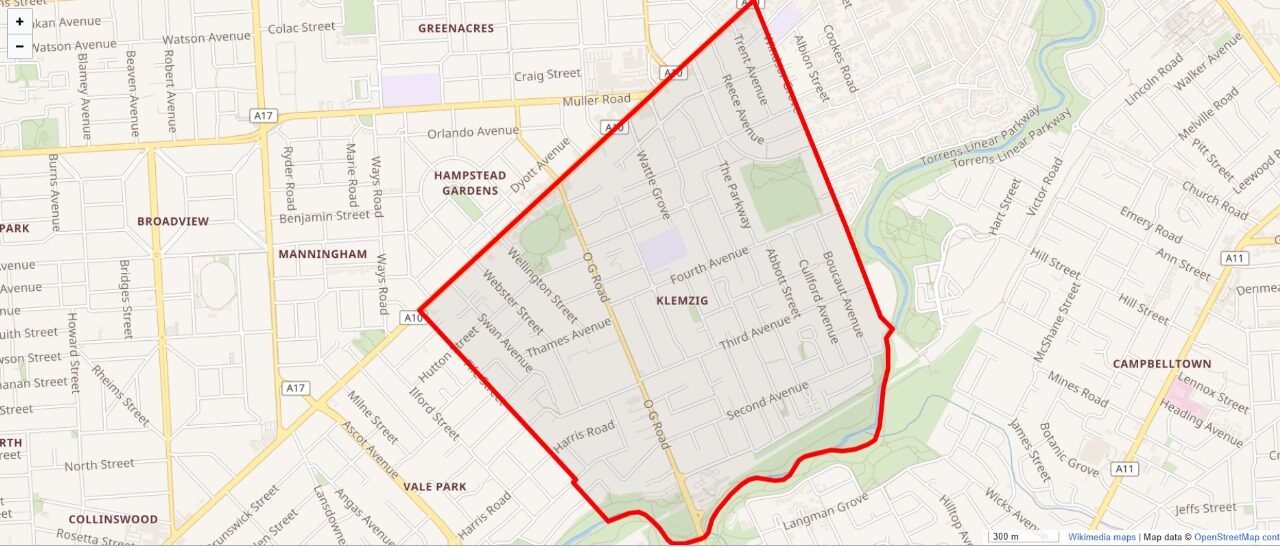 Location of Klemzig, South Australia
