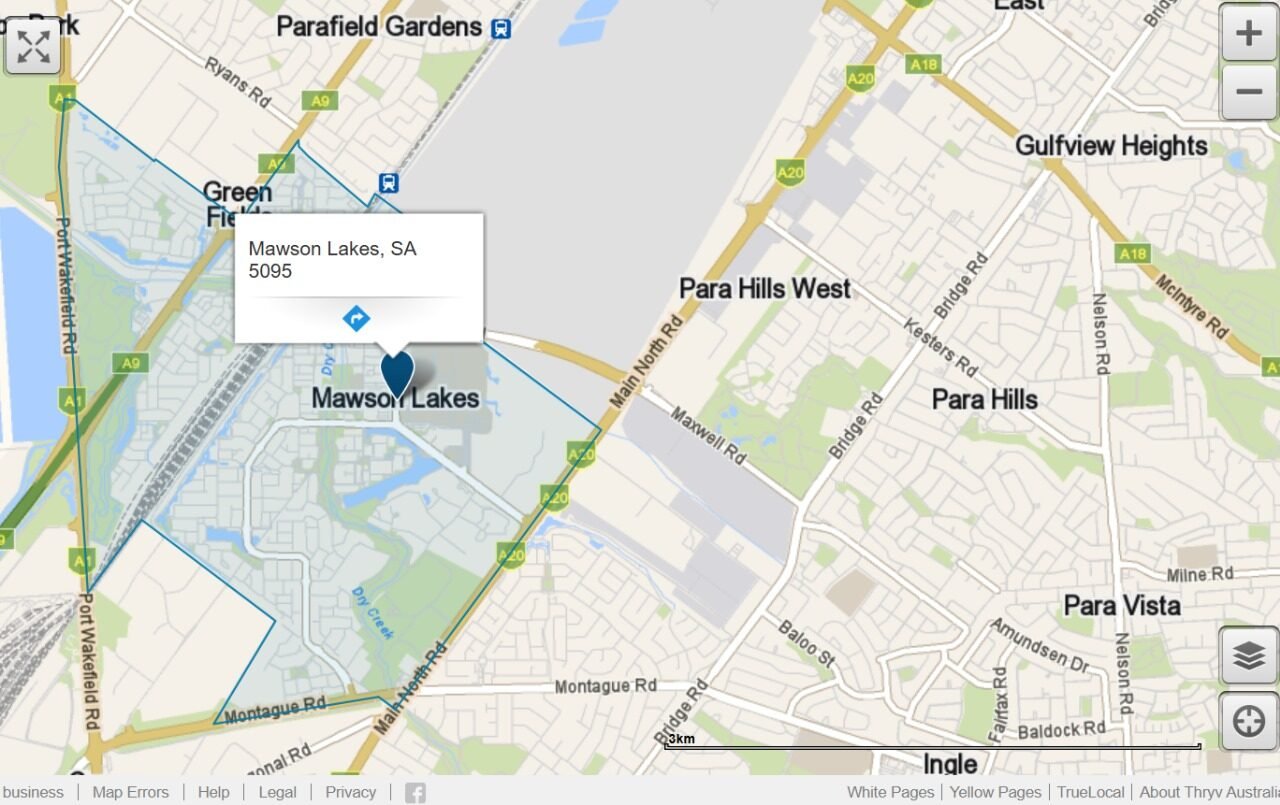 Location of Mawson Lakes, SA
